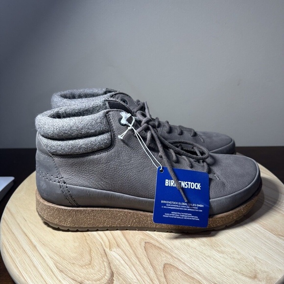 Birkenstock Honnef High Nubuck Leather Oiled Gray Taupe Unisex Ankle Boots - Picture 2 of 5